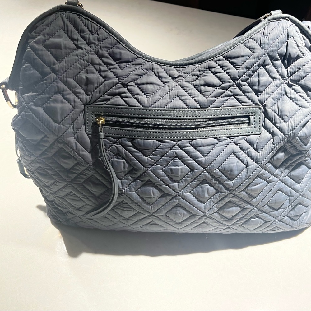 Tory Burch grey diaper bag.